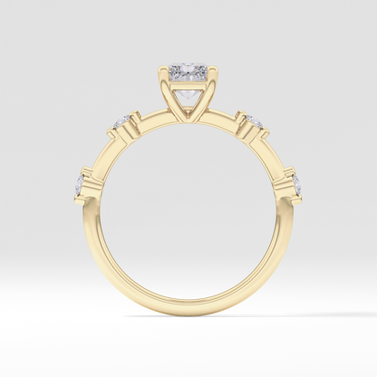 Radiant Dainty Pave Lab Grown Diamond Engagement Ring