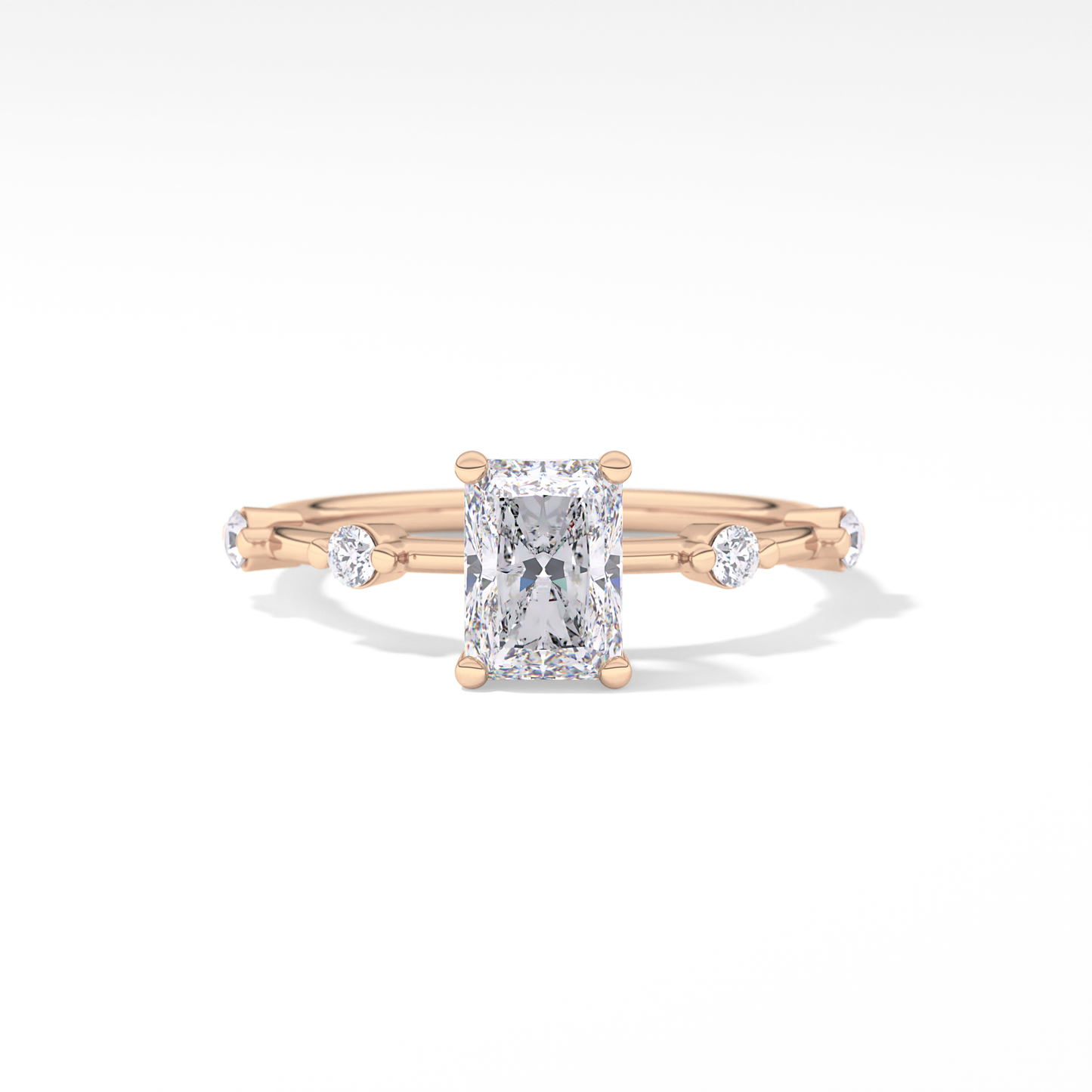Radiant Dainty Pave Lab Grown Diamond Engagement Ring