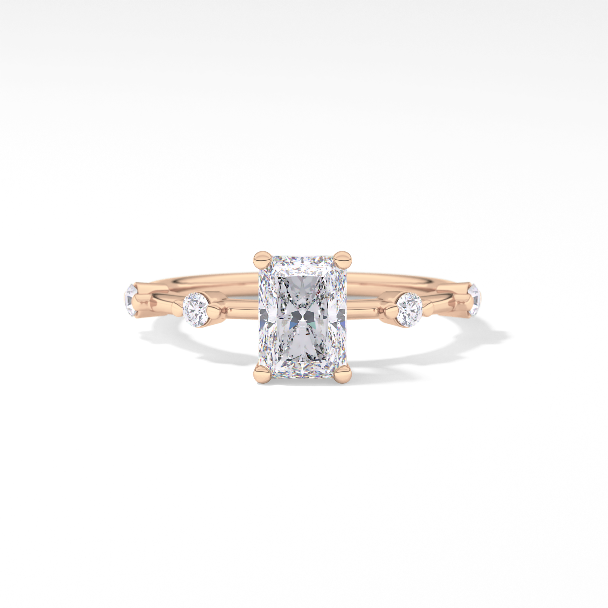 Radiant Dainty Pave Lab Grown Diamond Engagement Ring