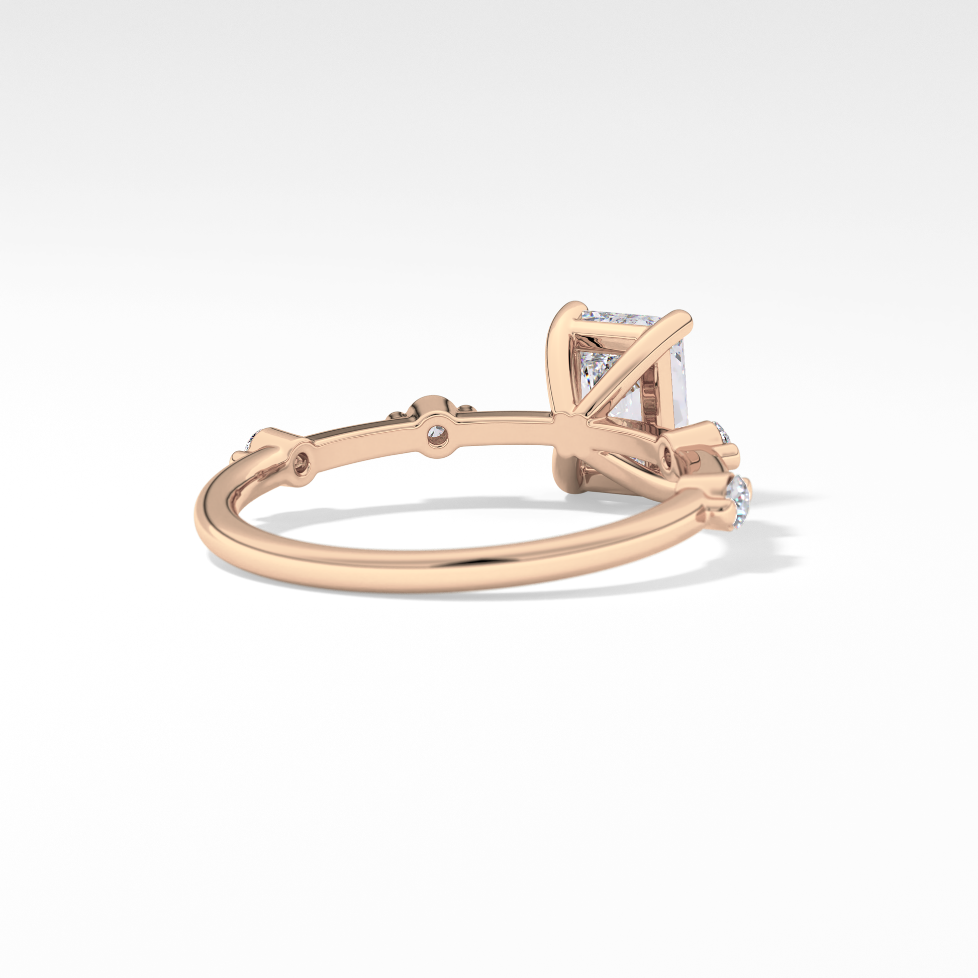 Radiant Dainty Pave Lab Grown Diamond Engagement Ring