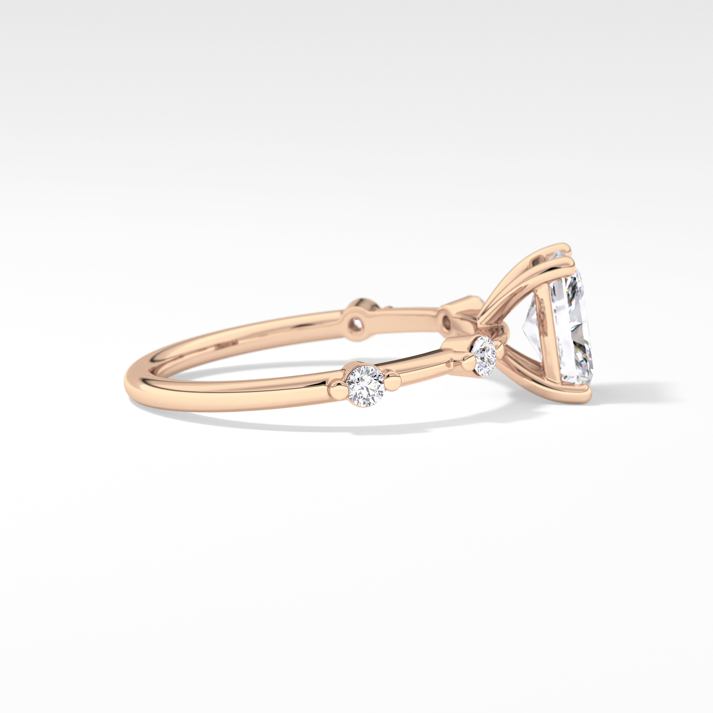Radiant Dainty Pave Lab Grown Diamond Engagement Ring