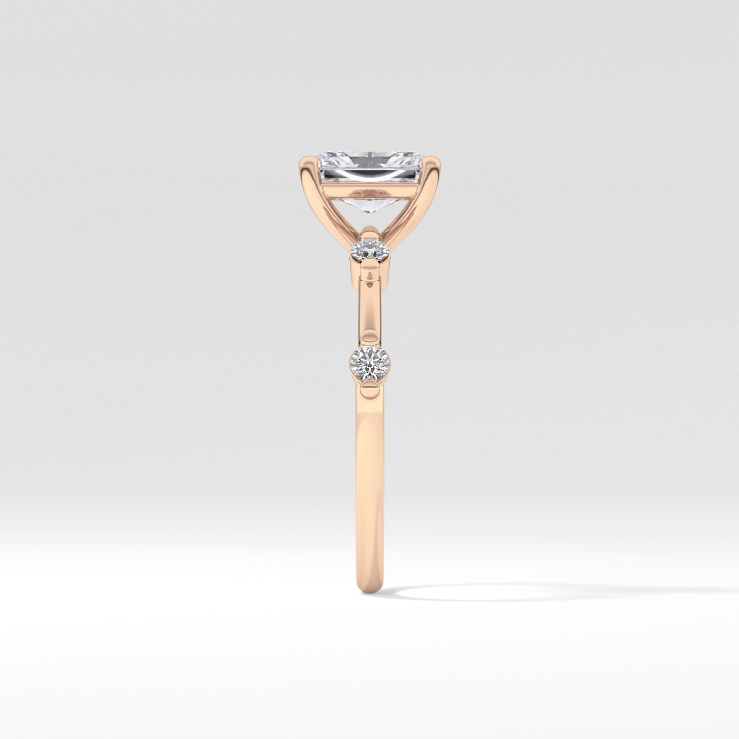 Radiant Dainty Pave Lab Grown Diamond Engagement Ring