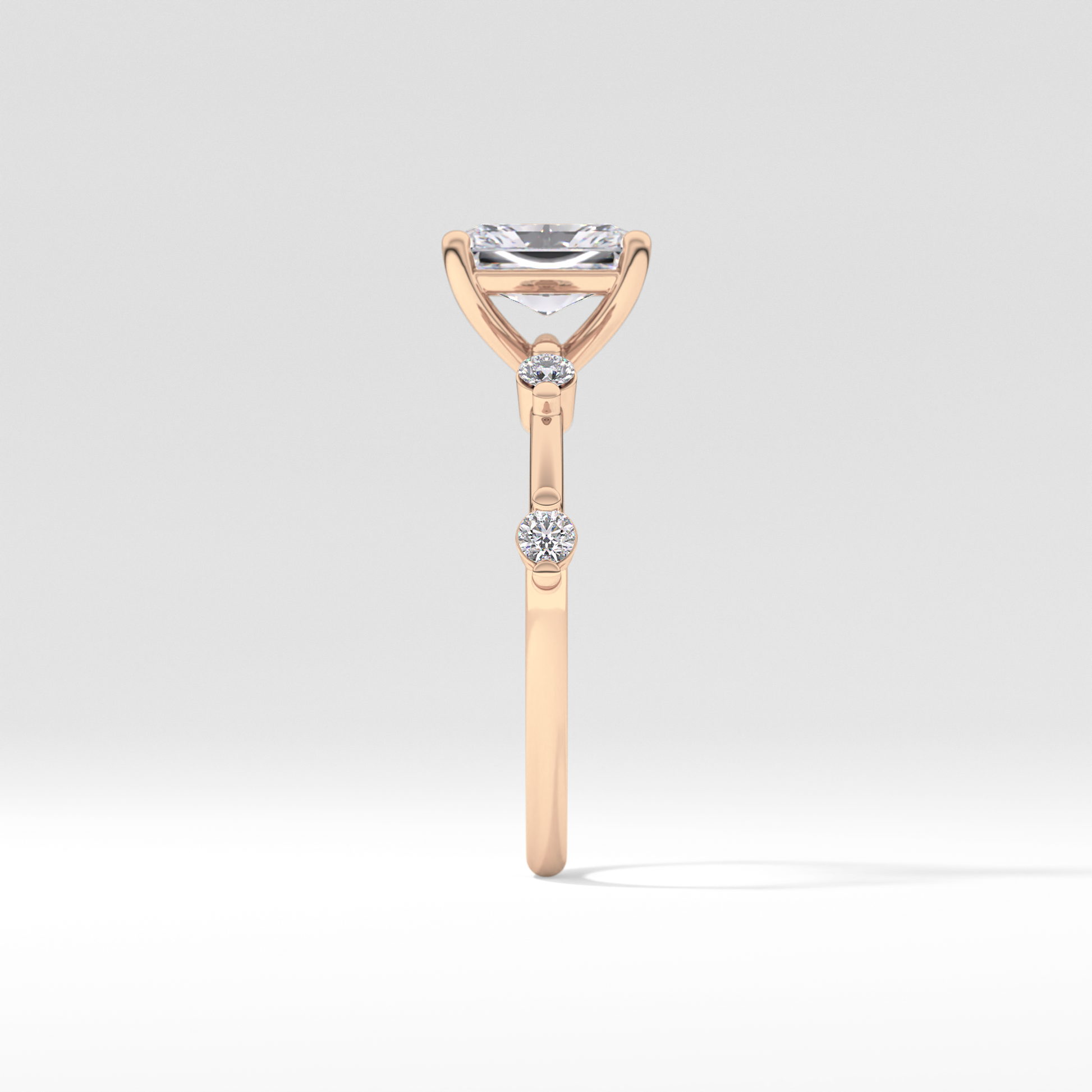 Radiant Dainty Pave Lab Grown Diamond Engagement Ring