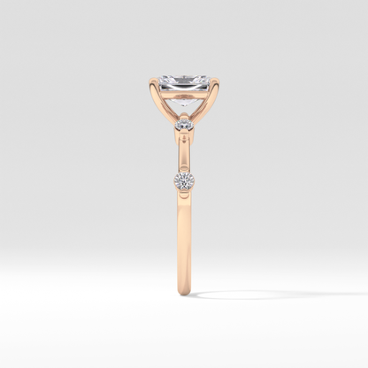 Radiant Dainty Pave Lab Grown Diamond Engagement Ring