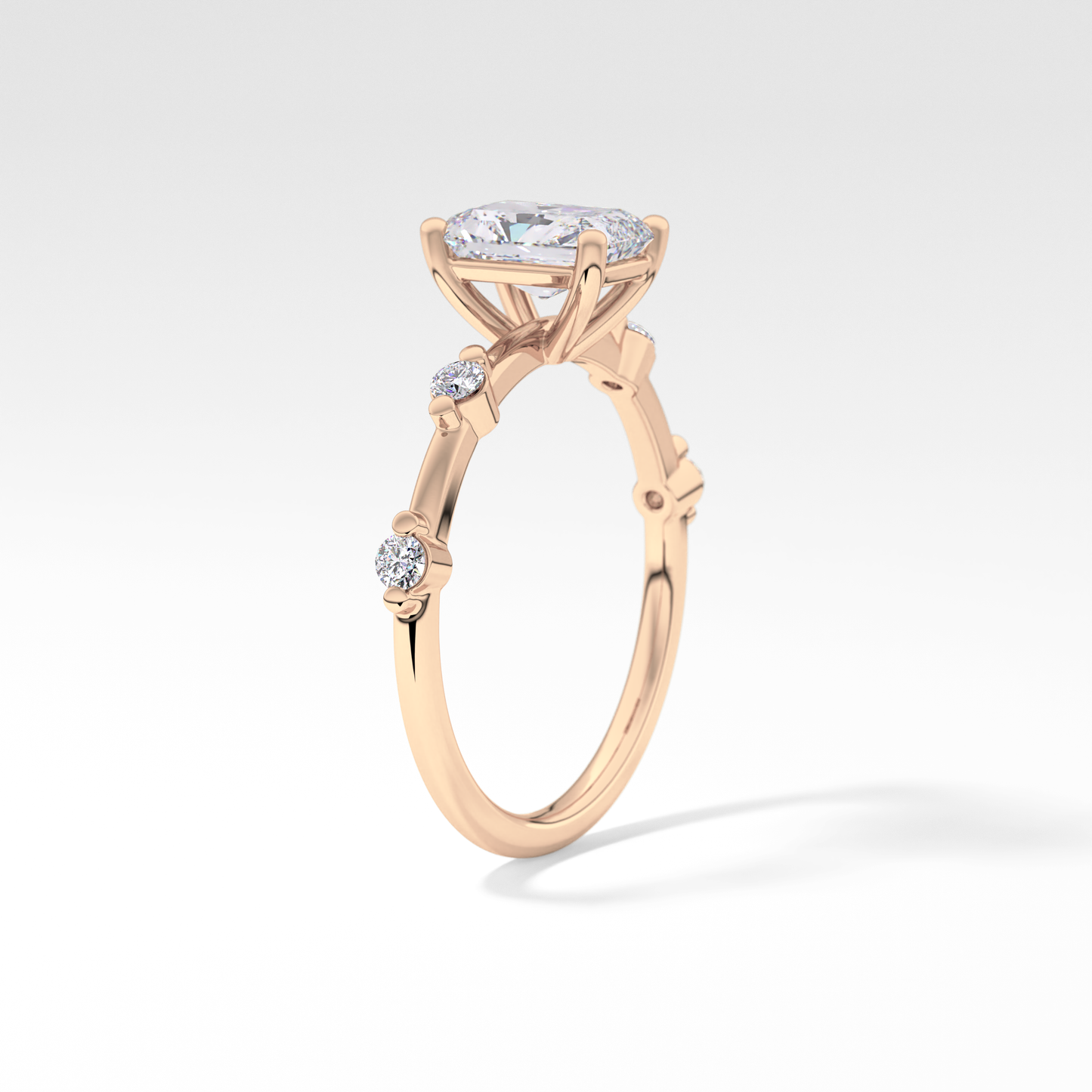 Radiant Dainty Pave Lab Grown Diamond Engagement Ring