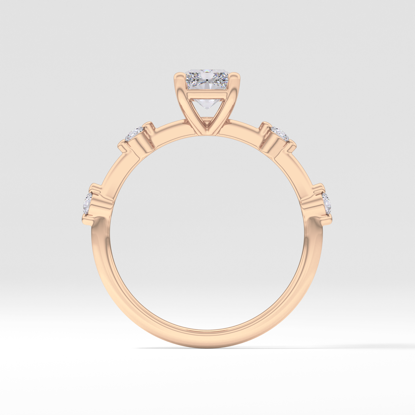 Radiant Dainty Pave Lab Grown Diamond Engagement Ring