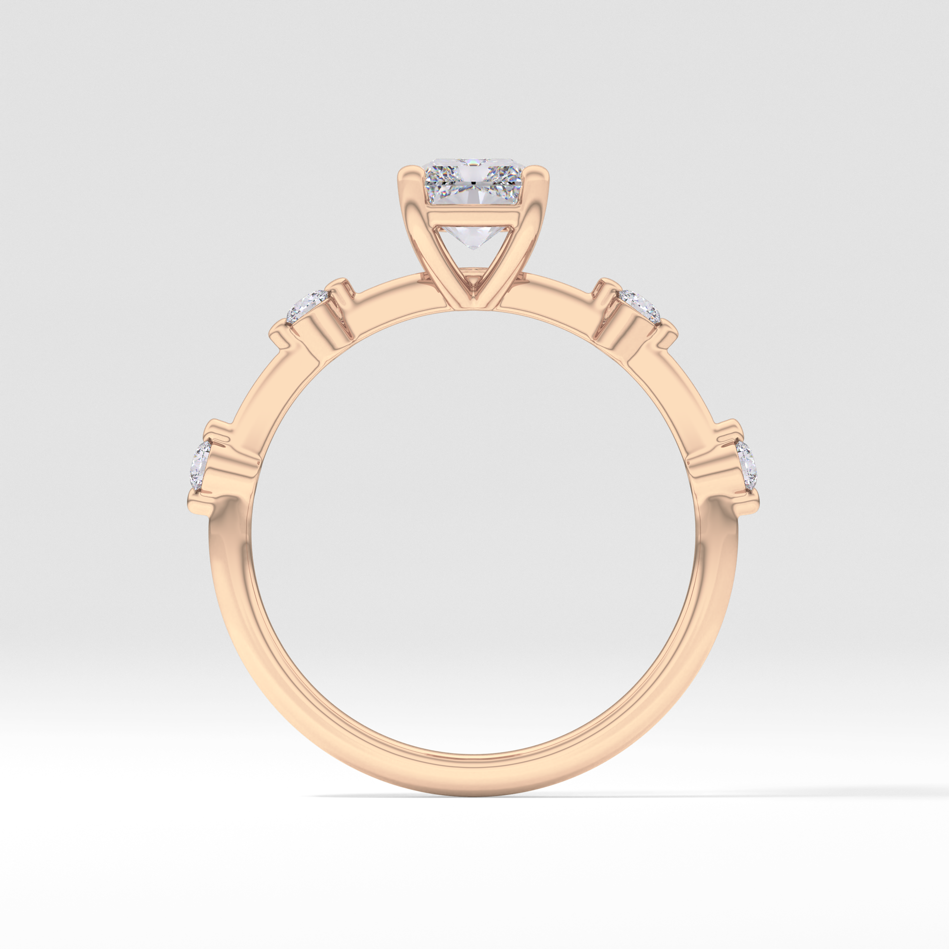 Radiant Dainty Pave Lab Grown Diamond Engagement Ring