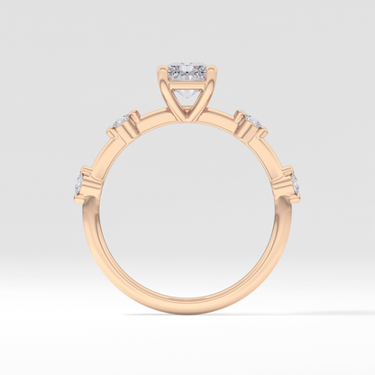 Radiant Dainty Pave Lab Grown Diamond Engagement Ring