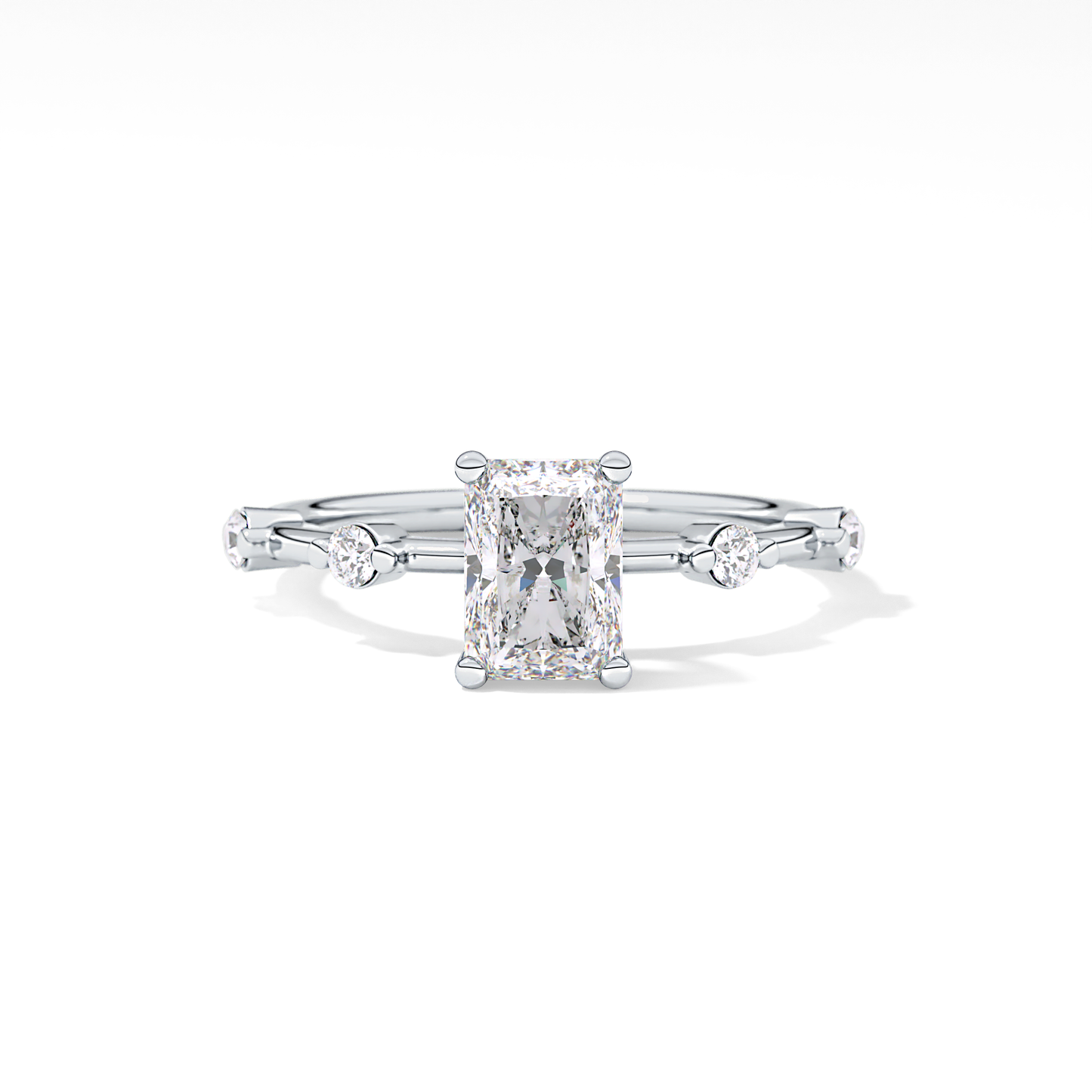 Radiant Dainty Pave Lab Grown Diamond Engagement Ring