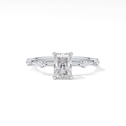 Radiant Dainty Pave Lab Grown Diamond Engagement Ring