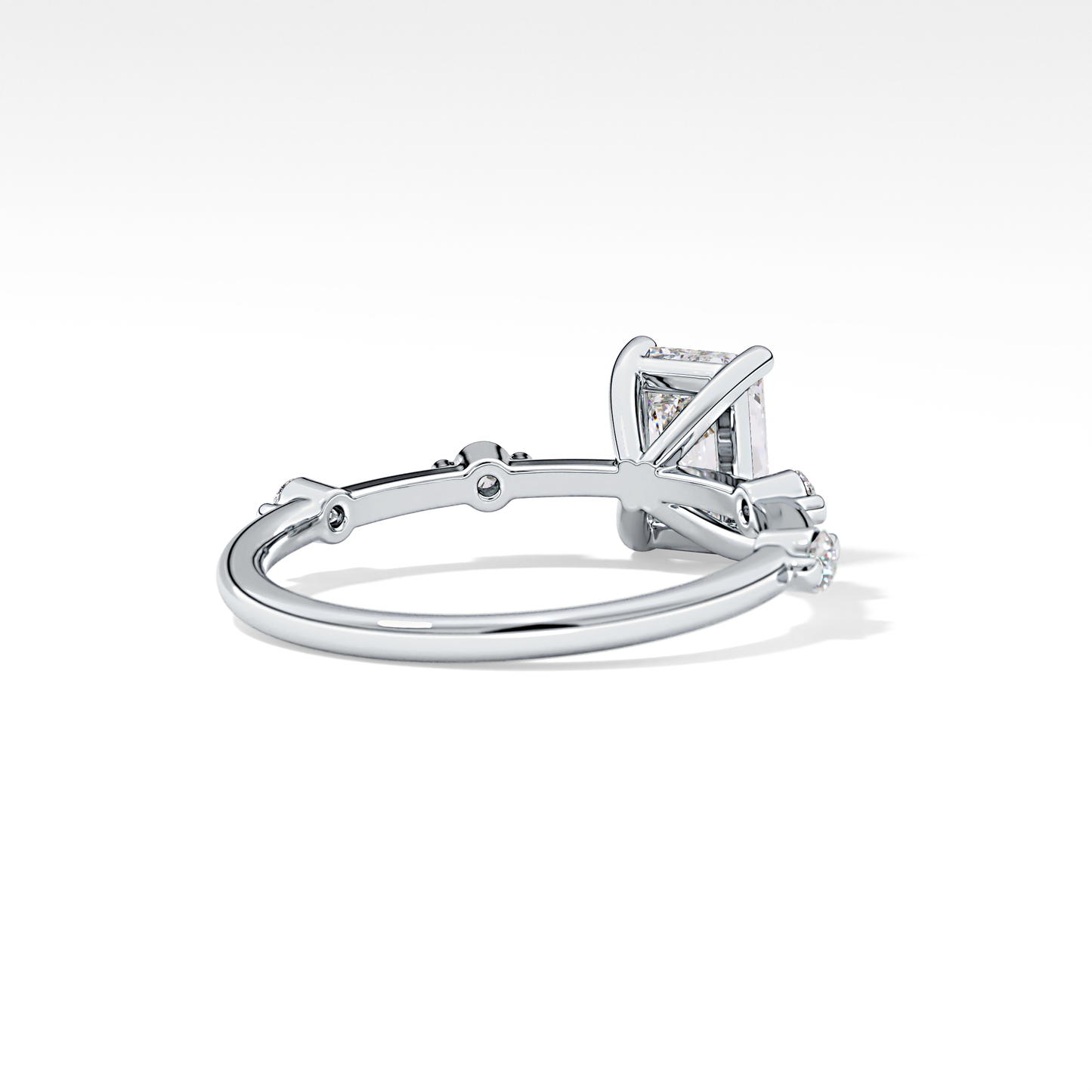 Radiant Dainty Pave Lab Grown Diamond Engagement Ring