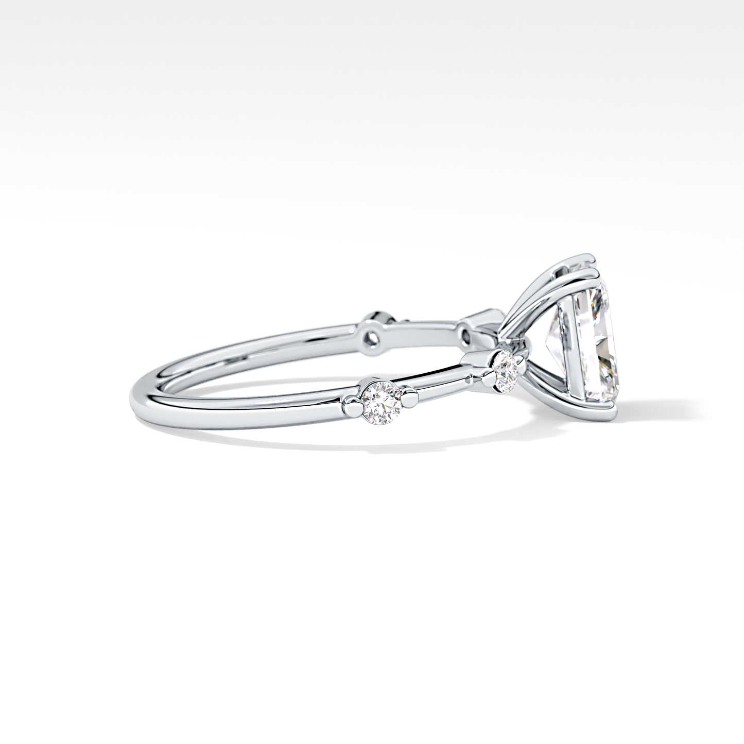 Radiant Dainty Pave Lab Grown Diamond Engagement Ring