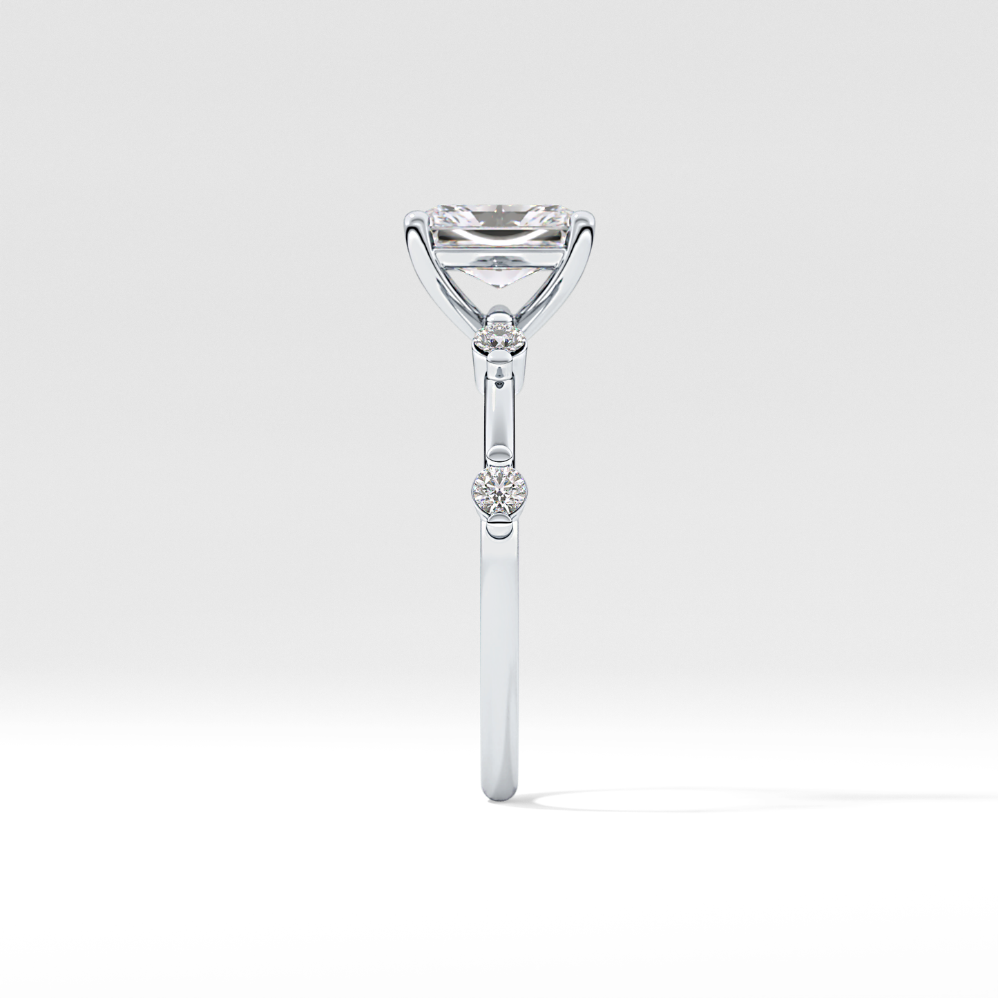 Radiant Dainty Pave Lab Grown Diamond Engagement Ring