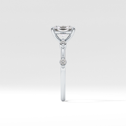 Radiant Dainty Pave Lab Grown Diamond Engagement Ring