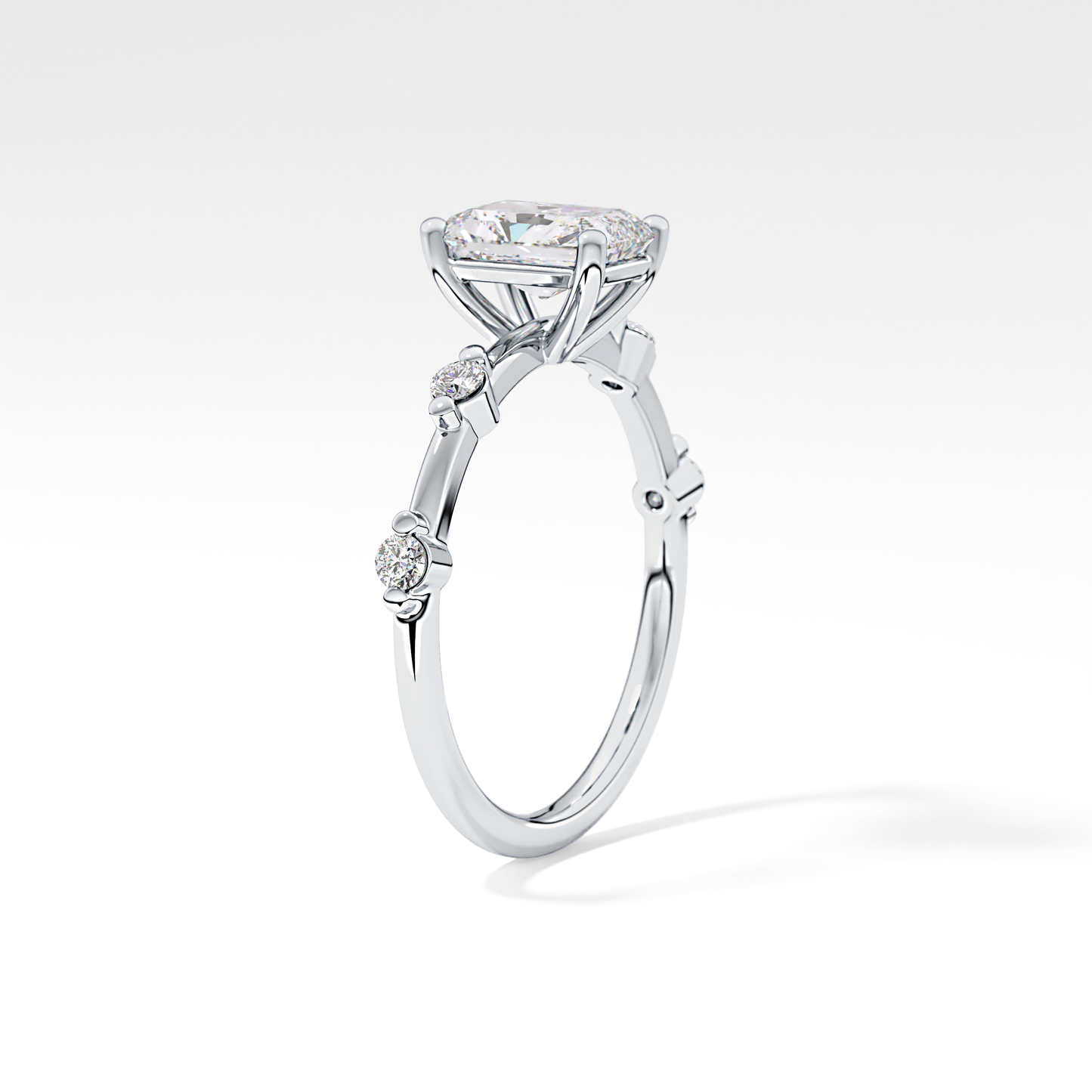 Radiant Dainty Pave Lab Grown Diamond Engagement Ring