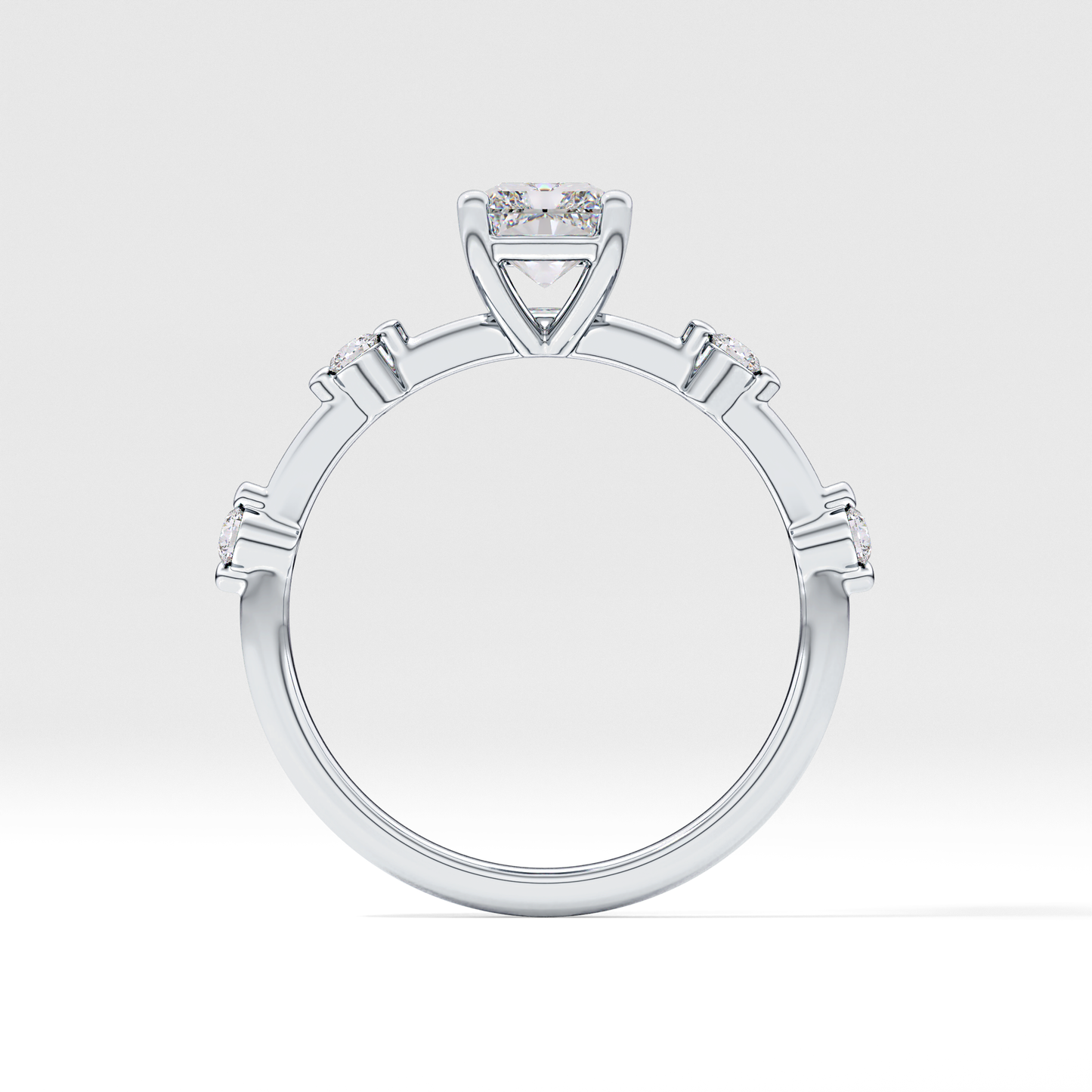 Radiant Dainty Pave Lab Grown Diamond Engagement Ring