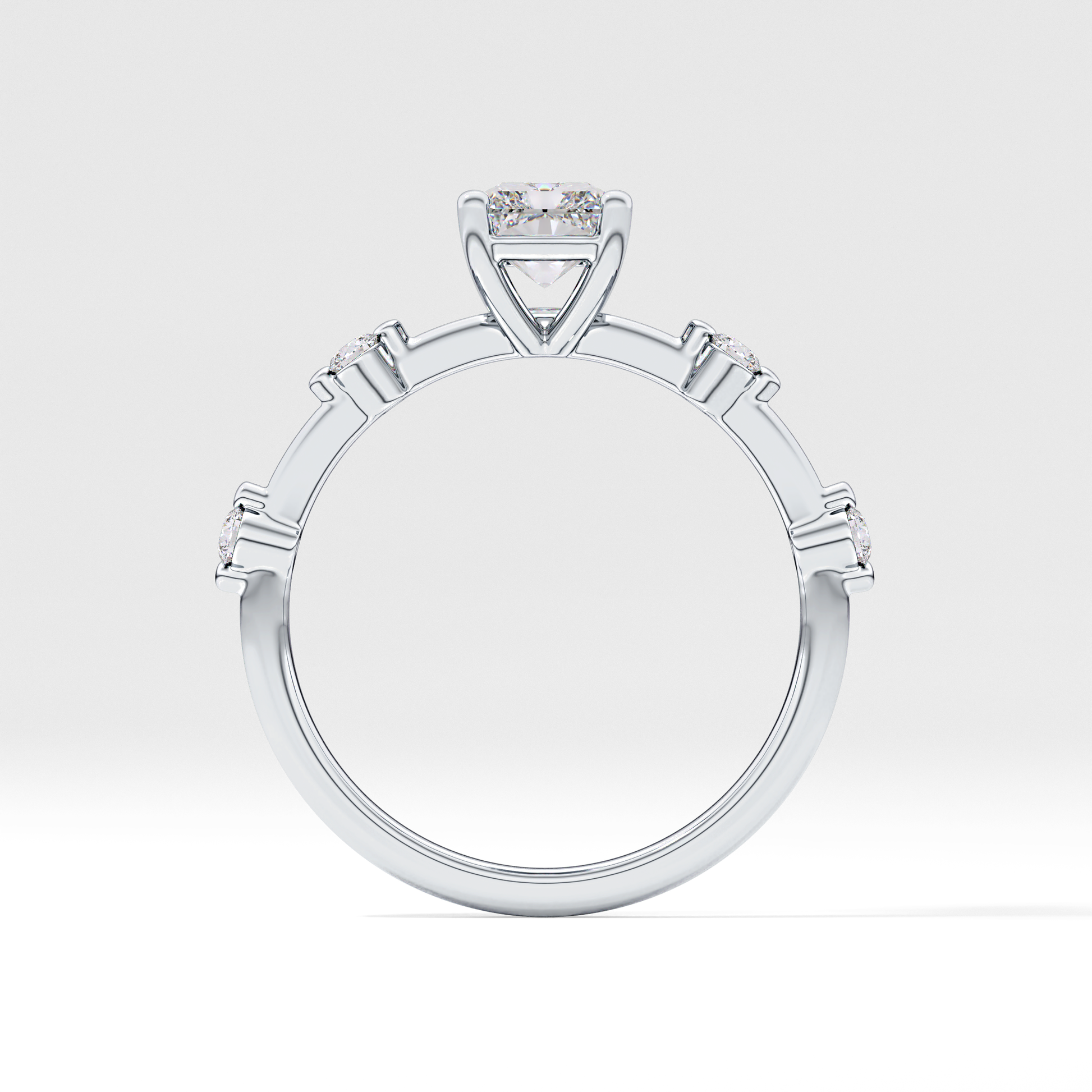 Radiant Dainty Pave Lab Grown Diamond Engagement Ring
