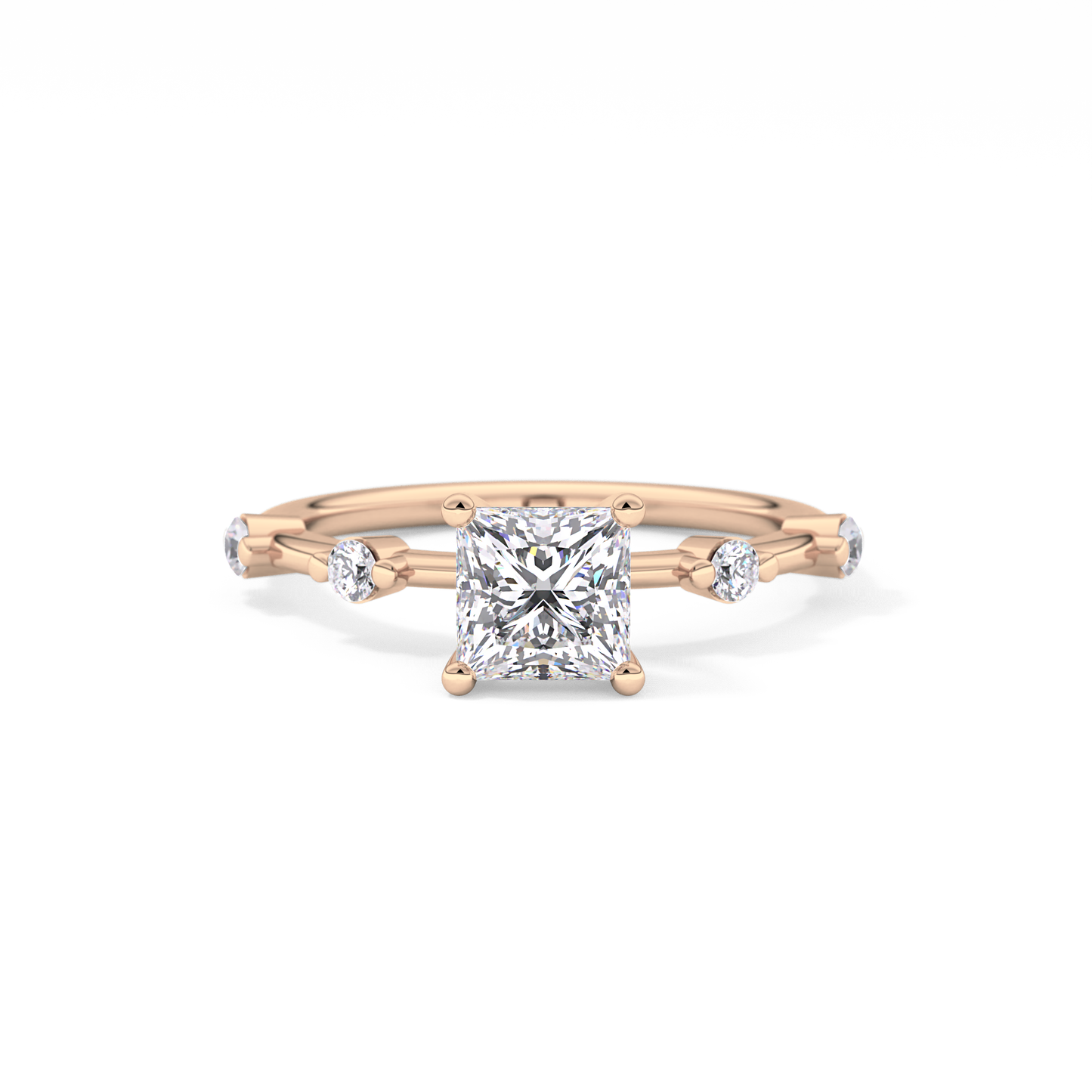 Princess Dainty Pave Lab Grown Diamond Engagement Ring
