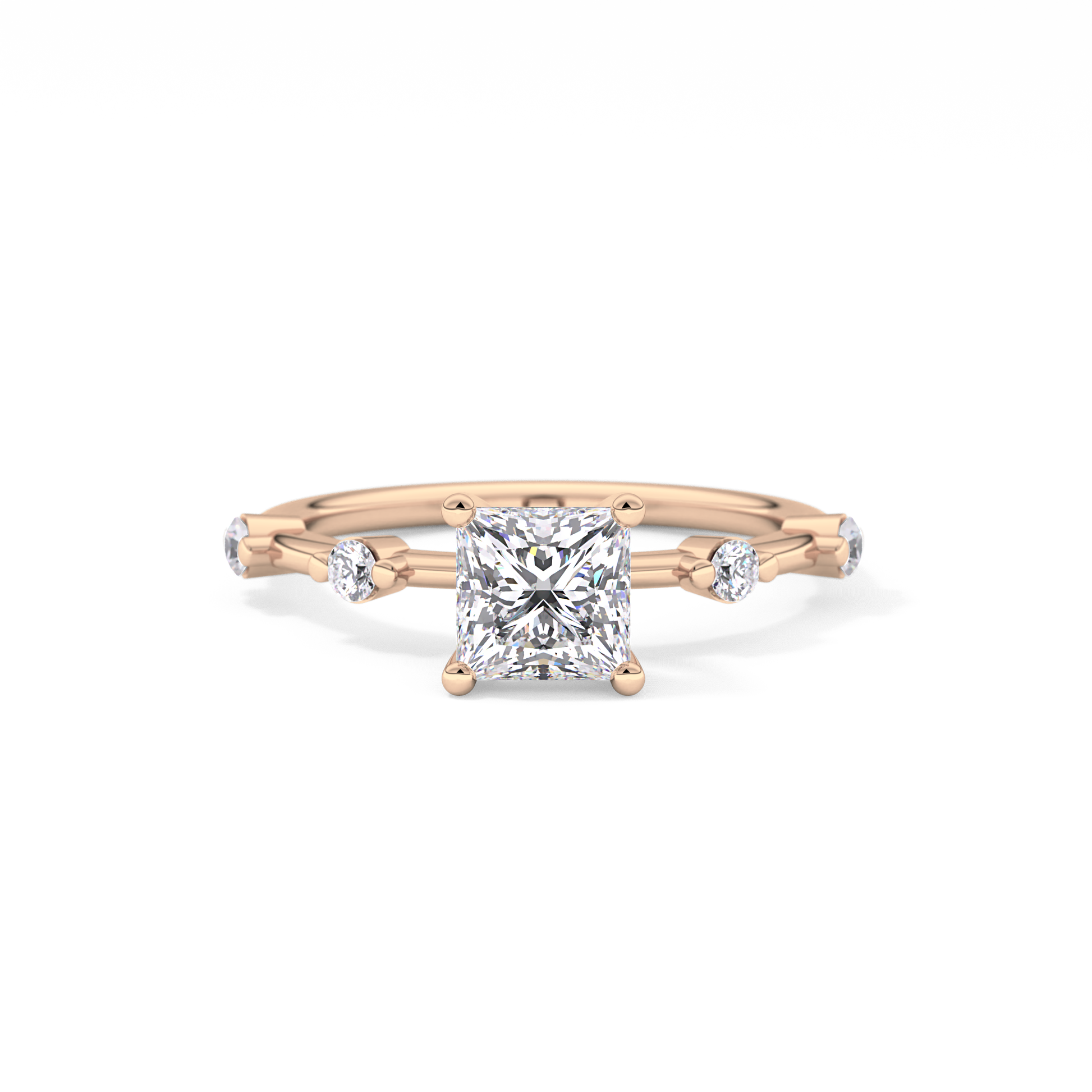 Princess Dainty Pave Lab Grown Diamond Engagement Ring