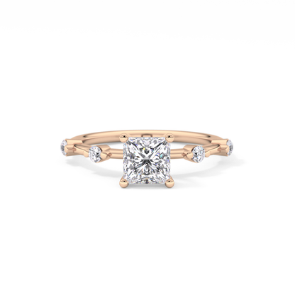 Princess Dainty Pave Lab Grown Diamond Engagement Ring