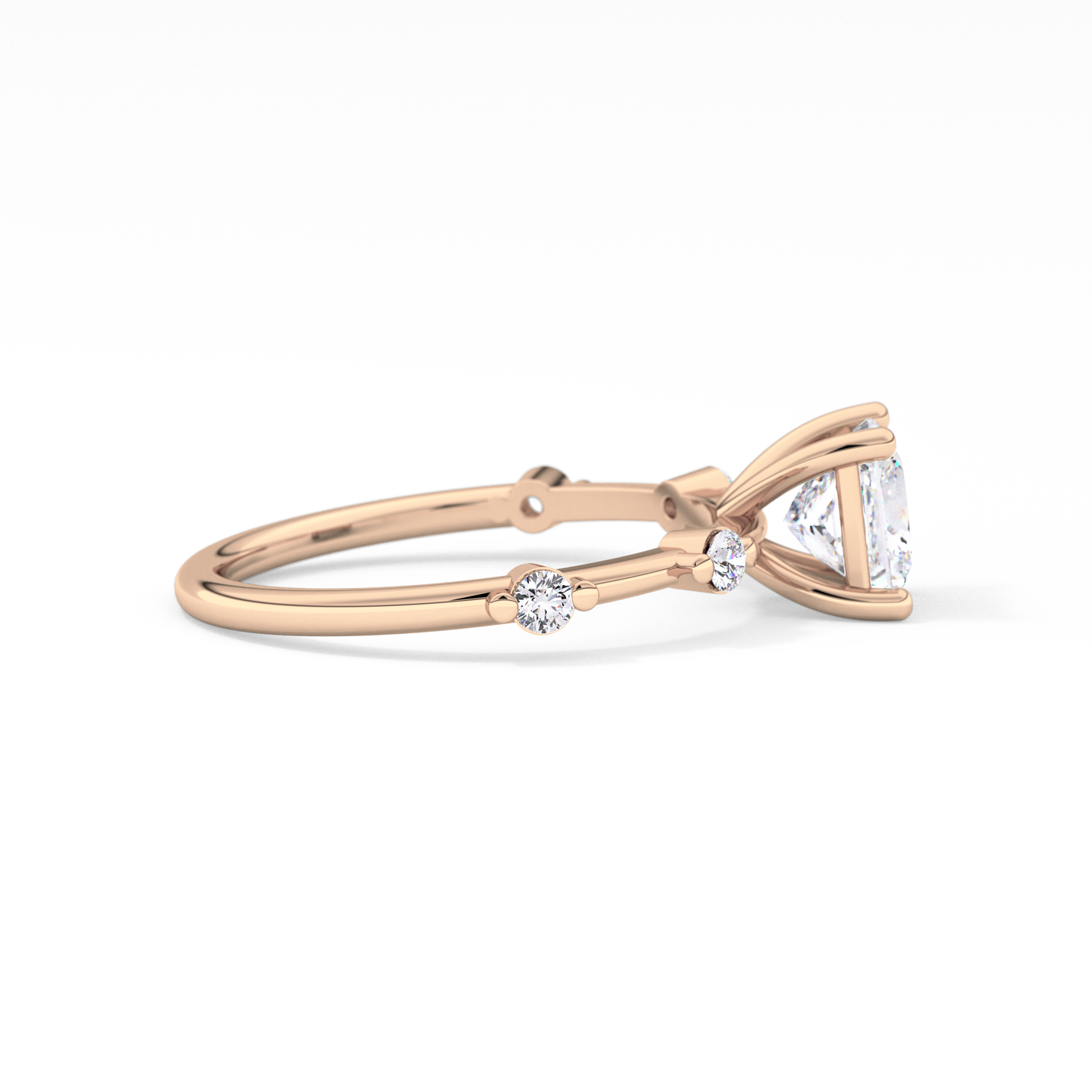 Princess Dainty Pave Lab Grown Diamond Engagement Ring