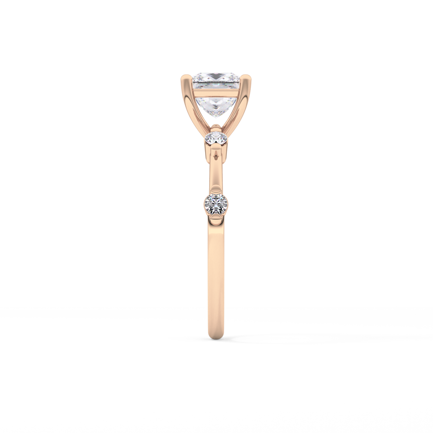Princess Dainty Pave Lab Grown Diamond Engagement Ring