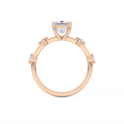 Princess Dainty Pave Lab Grown Diamond Engagement Ring