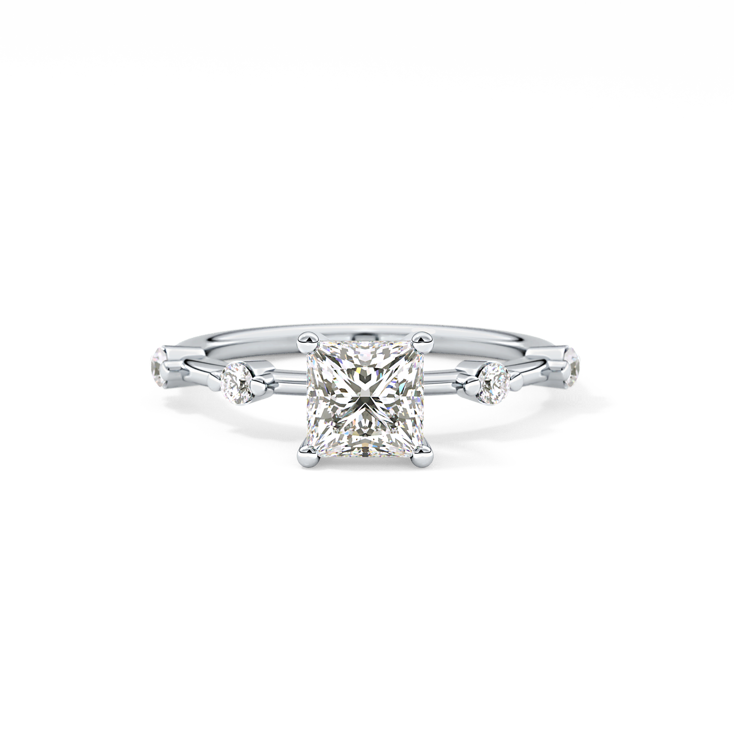 Princess Dainty Pave Lab Grown Diamond Engagement Ring