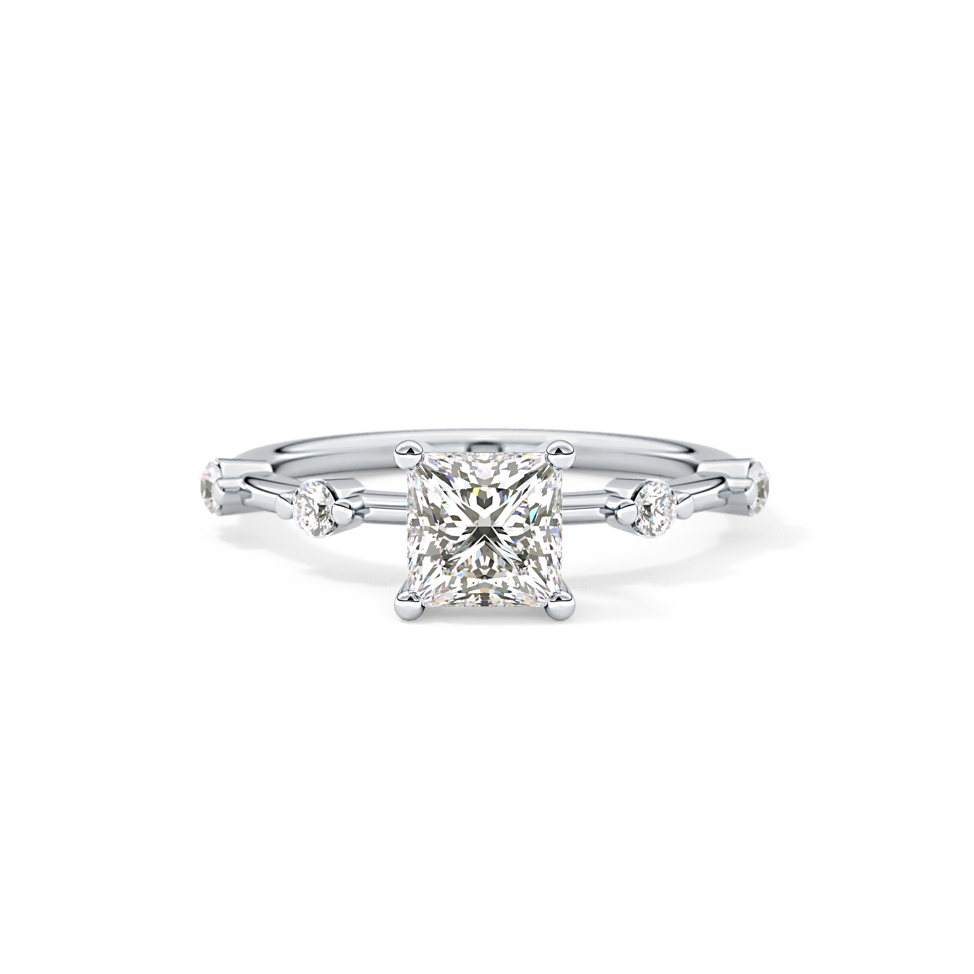 Princess Dainty Pave Lab Grown Diamond Engagement Ring