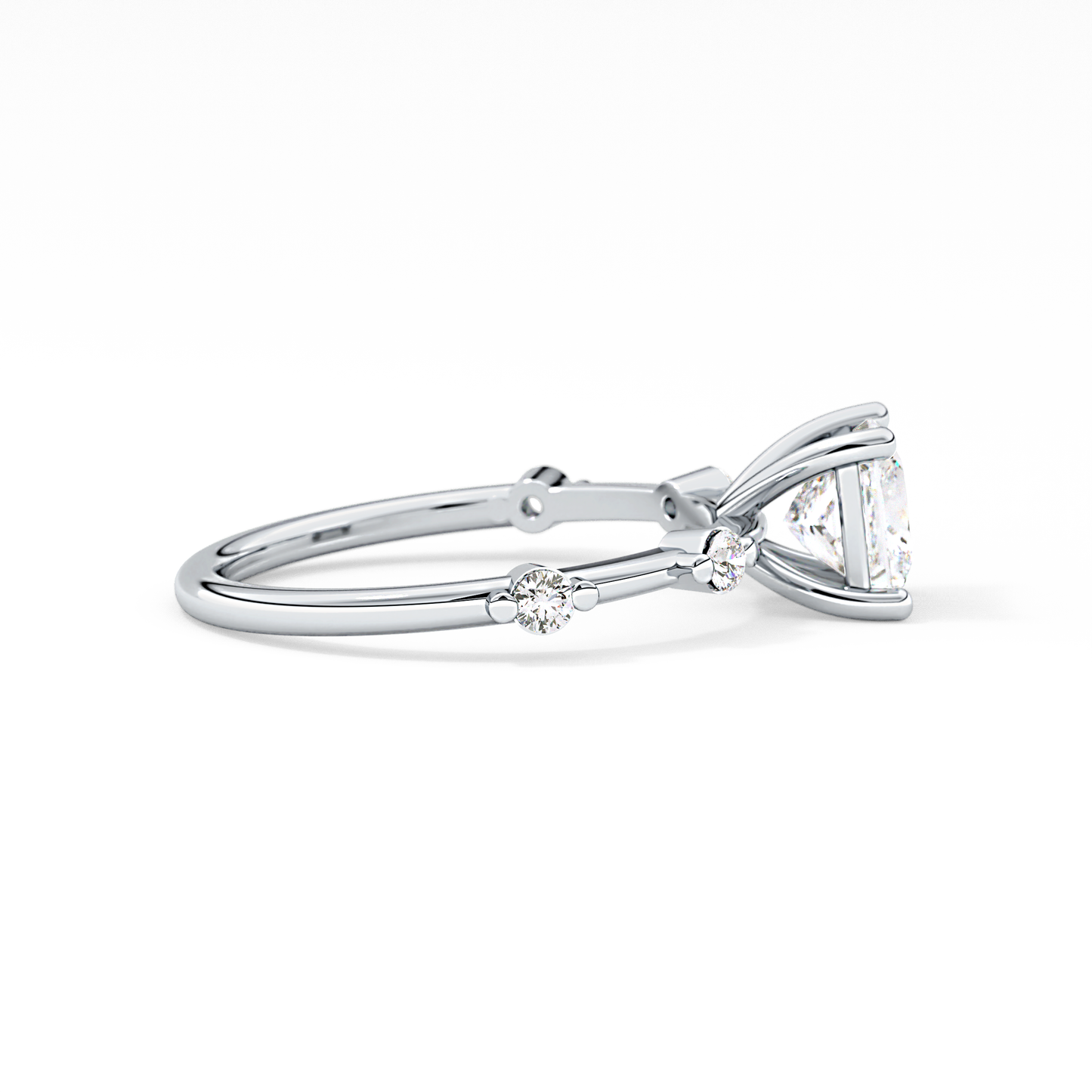 Princess Dainty Pave Lab Grown Diamond Engagement Ring