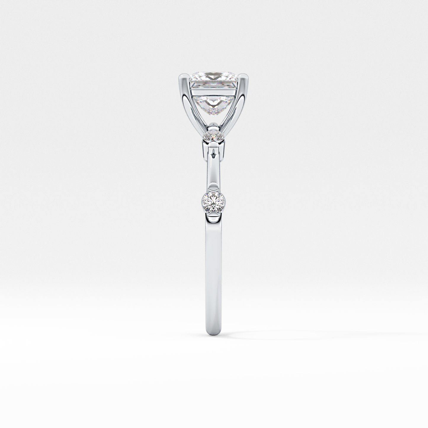 Princess Dainty Pave Lab Grown Diamond Engagement Ring