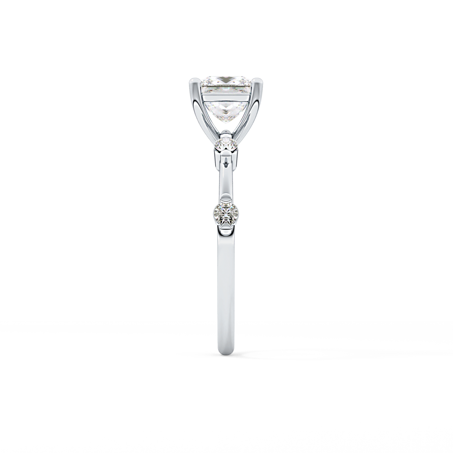Princess Dainty Pave Lab Grown Diamond Engagement Ring