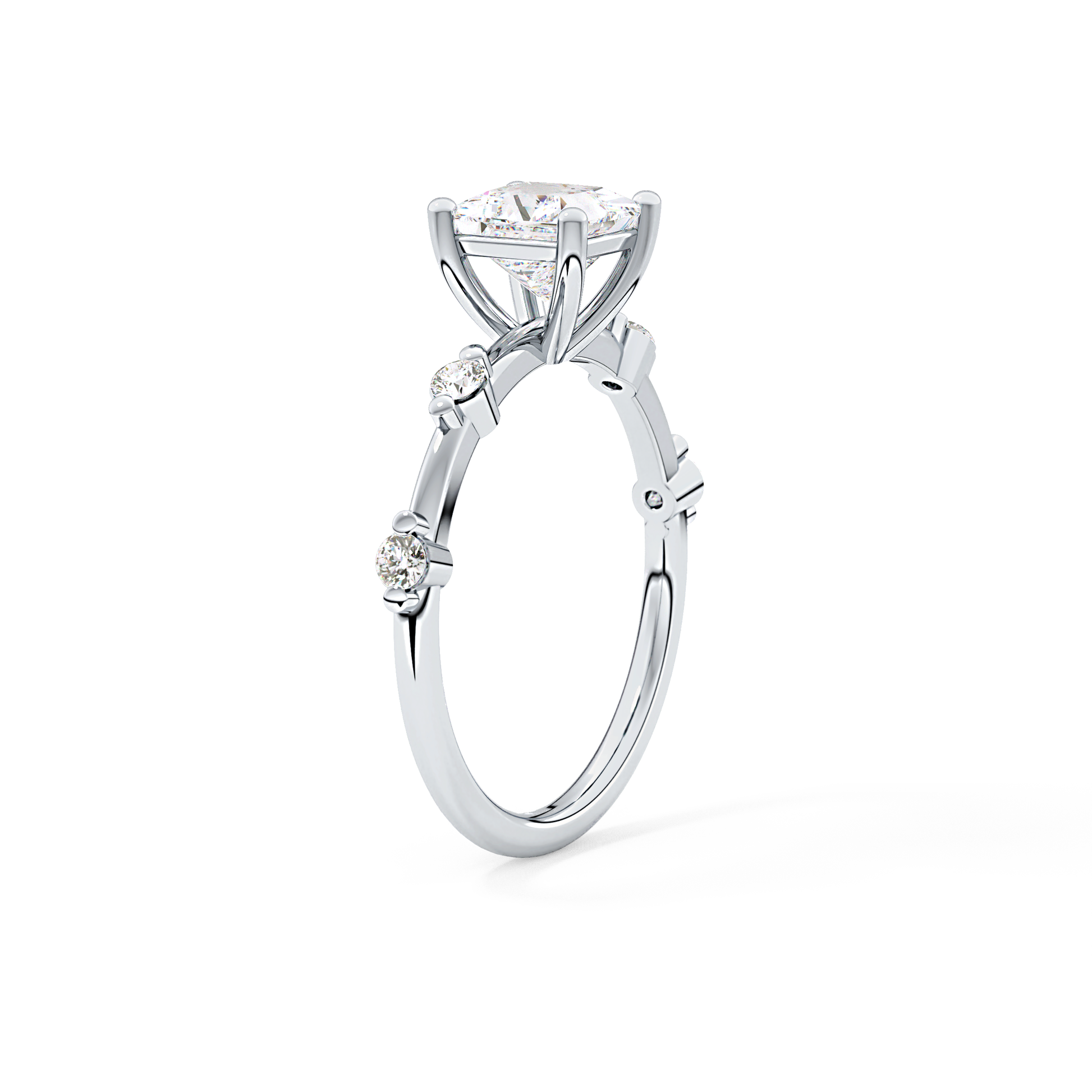 Princess Dainty Pave Lab Grown Diamond Engagement Ring