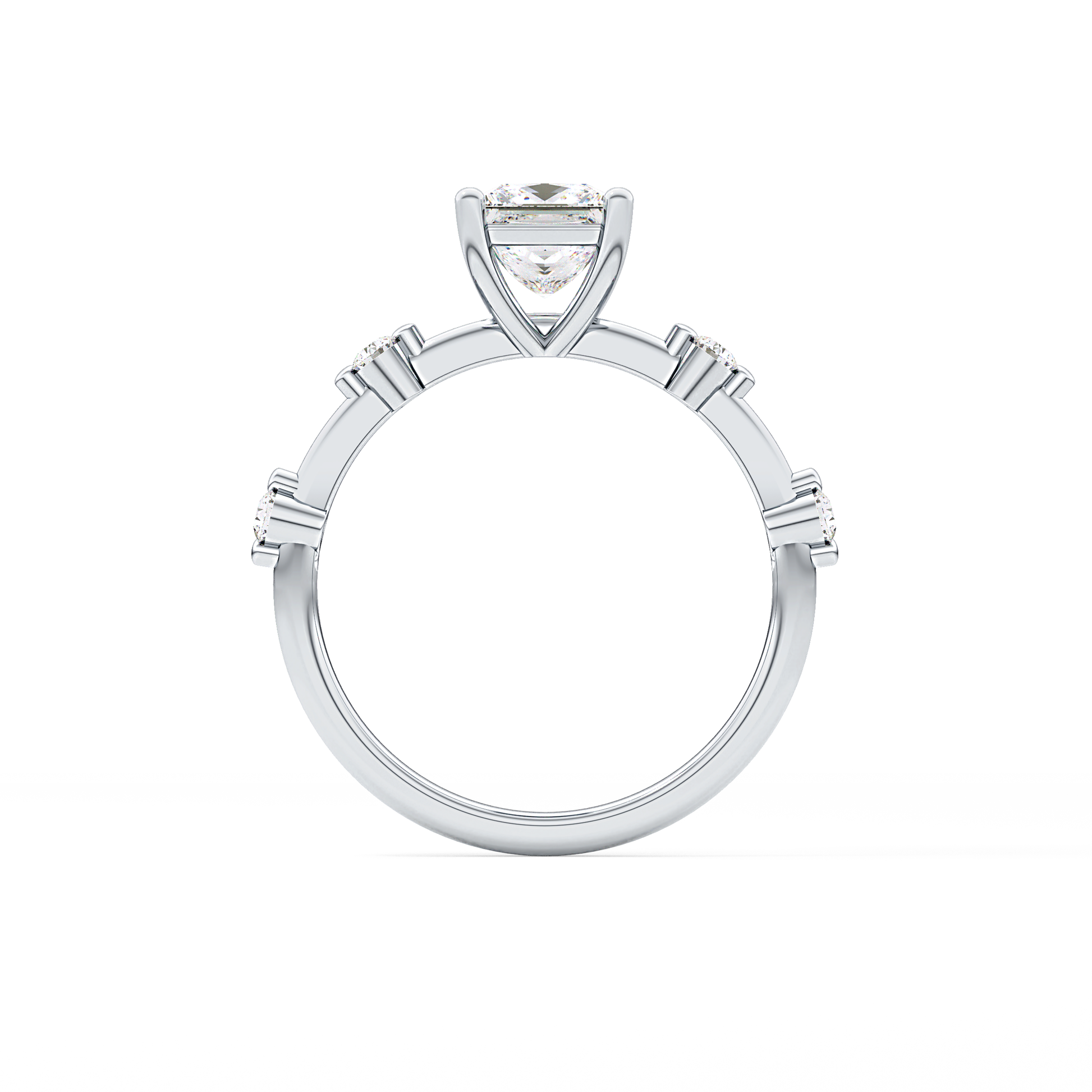 Princess Dainty Pave Lab Grown Diamond Engagement Ring