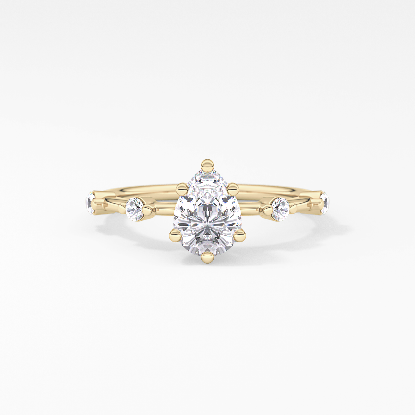 Pear Dainty Pave Lab Grown Diamond Engagement Ring
