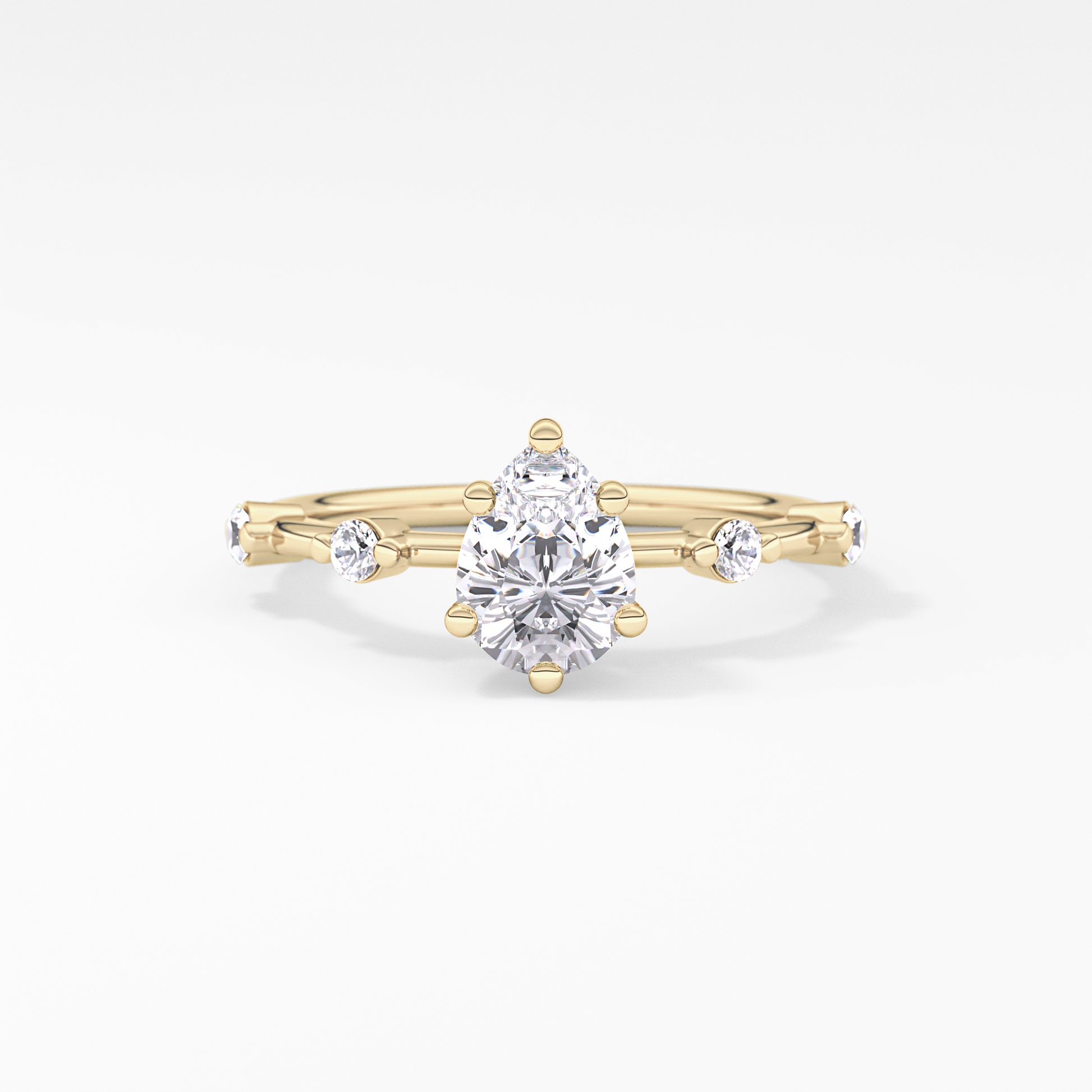 Pear Dainty Pave Lab Grown Diamond Engagement Ring