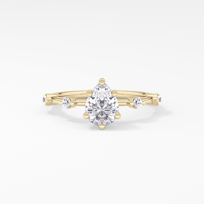 Pear Dainty Pave Lab Grown Diamond Engagement Ring