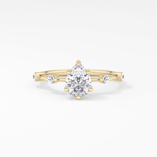 Pear Dainty Pave Lab Grown Diamond Engagement Ring