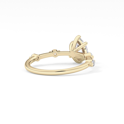 Pear Dainty Pave Lab Grown Diamond Engagement Ring