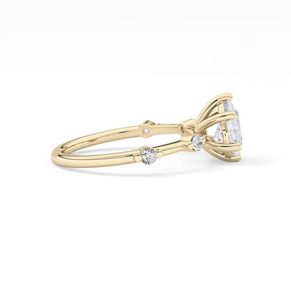 Pear Dainty Pave Lab Grown Diamond Engagement Ring
