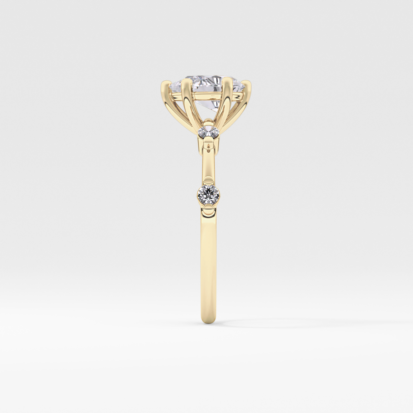 Pear Dainty Pave Lab Grown Diamond Engagement Ring