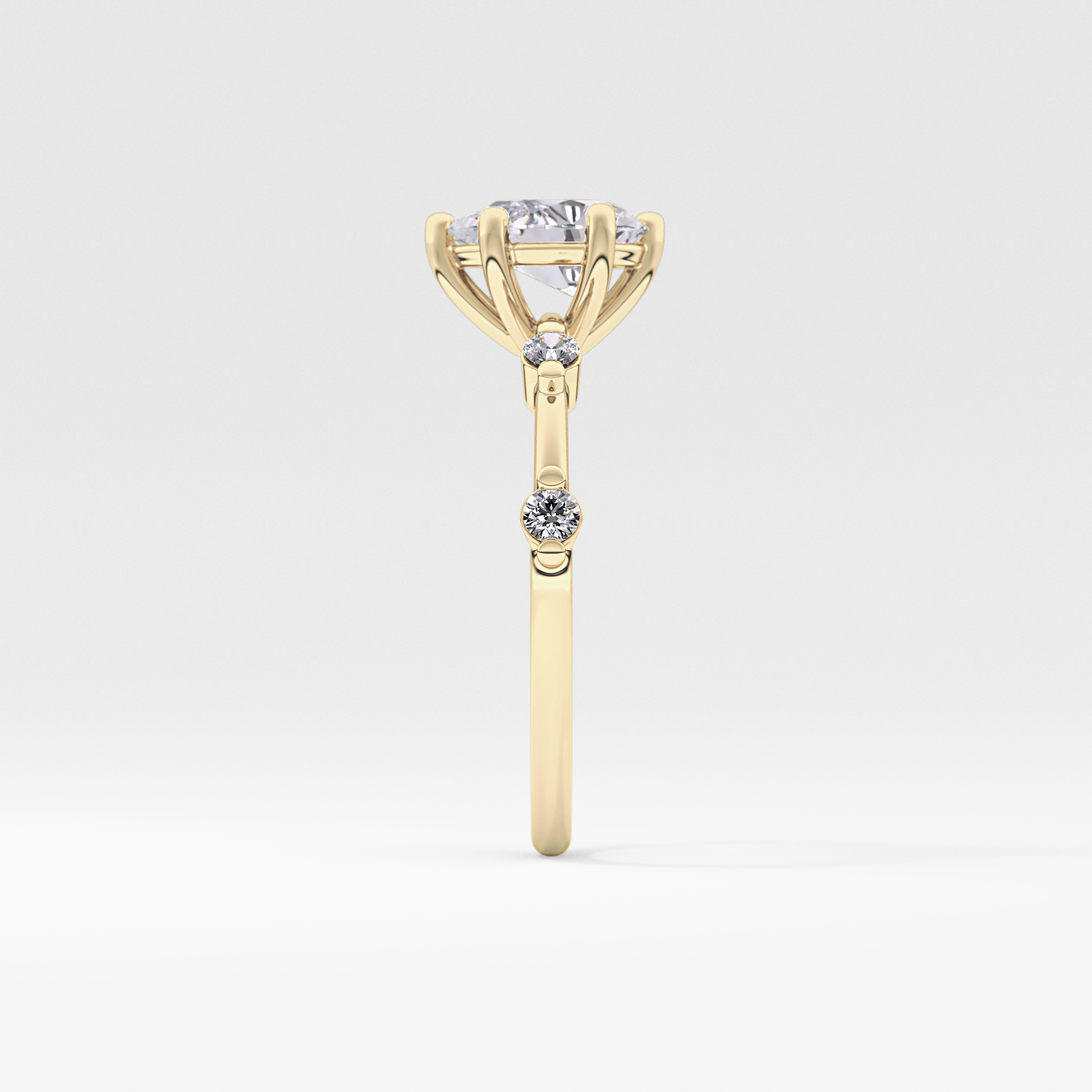Pear Dainty Pave Lab Grown Diamond Engagement Ring