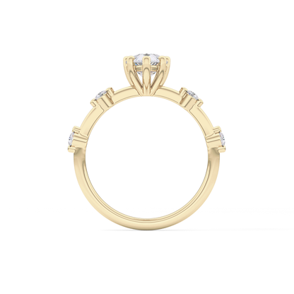 Pear Dainty Pave Lab Grown Diamond Engagement Ring