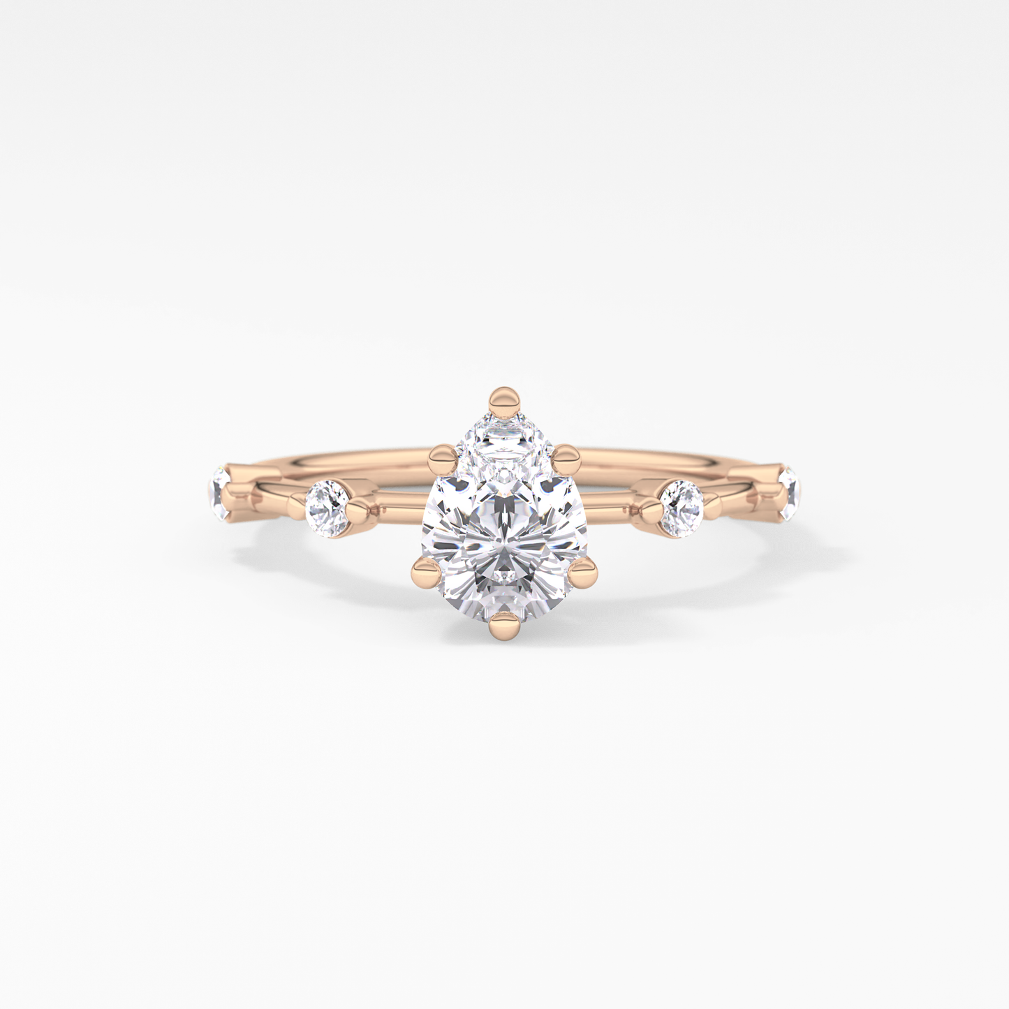 Pear Dainty Pave Lab Grown Diamond Engagement Ring