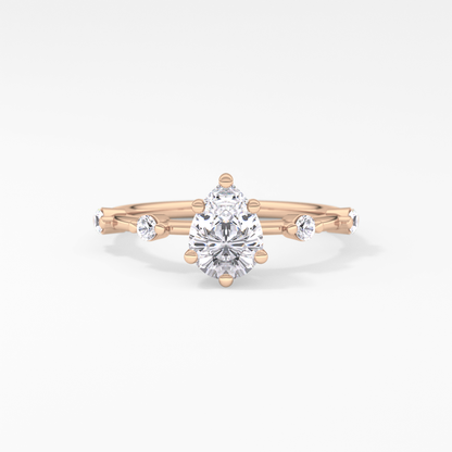 Pear Dainty Pave Lab Grown Diamond Engagement Ring