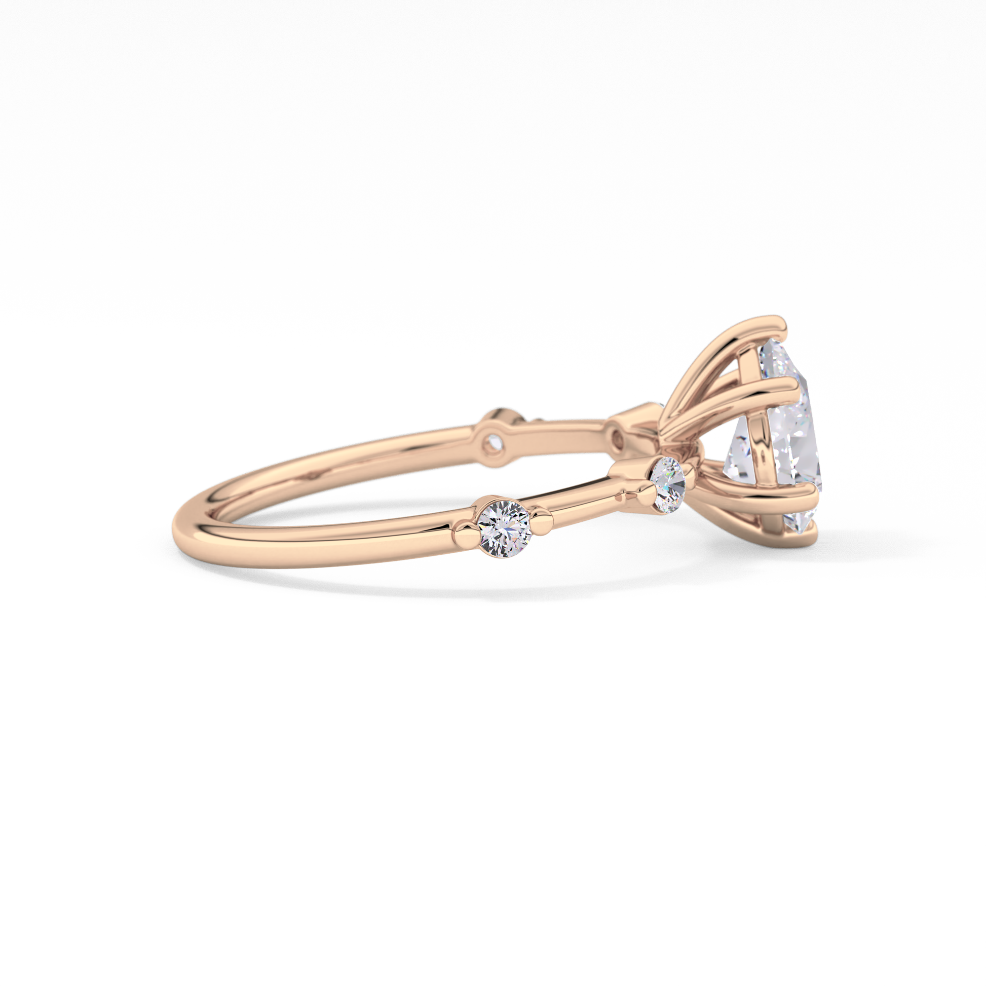 Pear Dainty Pave Lab Grown Diamond Engagement Ring
