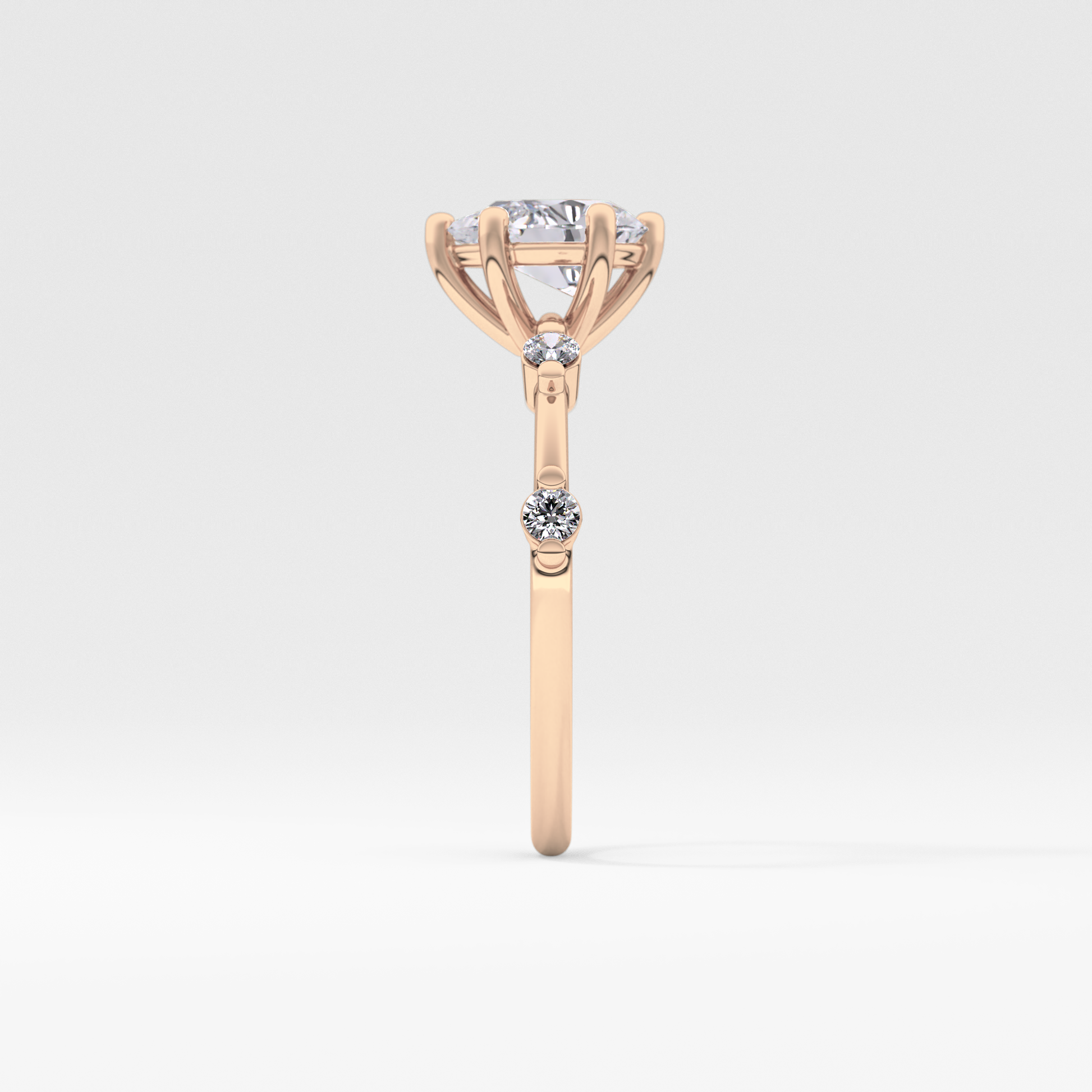 Pear Dainty Pave Lab Grown Diamond Engagement Ring