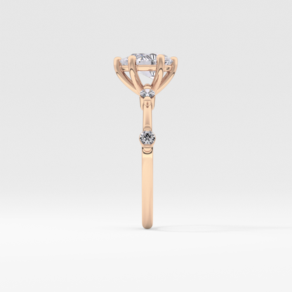 Pear Dainty Pave Lab Grown Diamond Engagement Ring