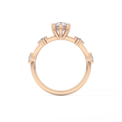Pear Dainty Pave Lab Grown Diamond Engagement Ring