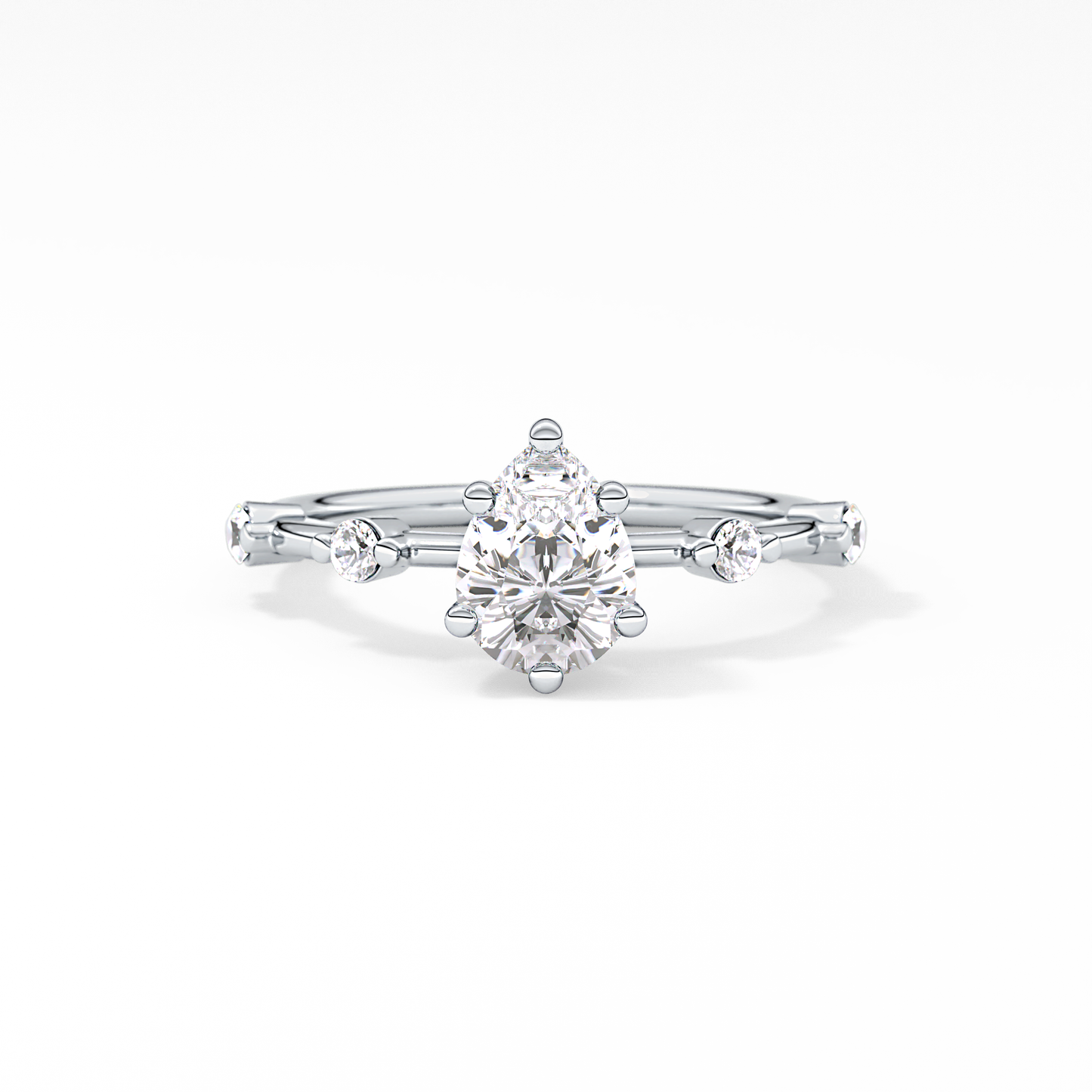 Pear Dainty Pave Lab Grown Diamond Engagement Ring
